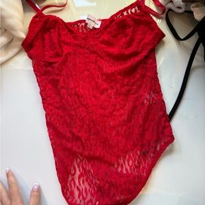 superdown Red Lace Bodysuit